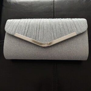 🆕Women's Silver Clutch Purses Sparkling Envelope Evening Bag Detachable Chain